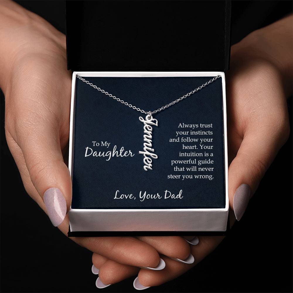 Vertical Name Necklace - For Daughter From Dad