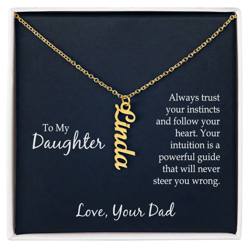 Vertical Name Necklace - For Daughter From Dad