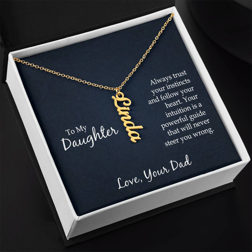 Vertical Name Necklace - For Daughter From Dad