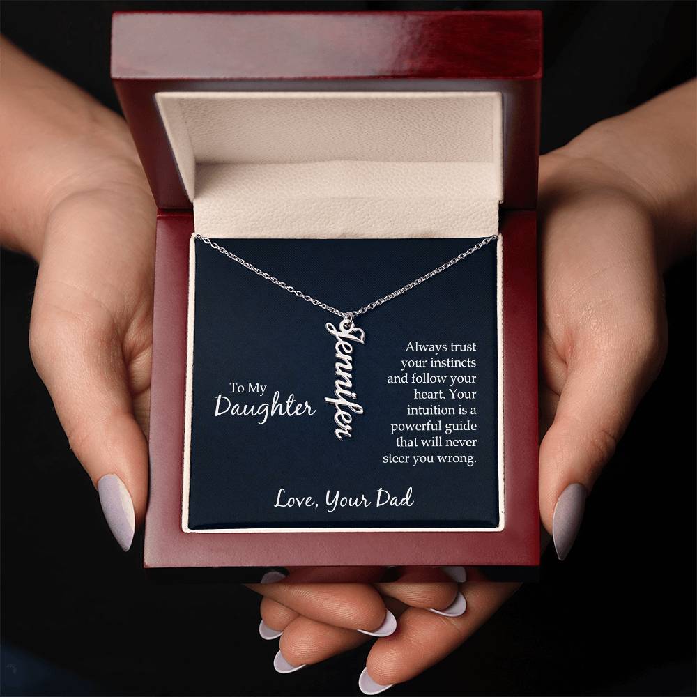 Vertical Name Necklace - For Daughter From Dad