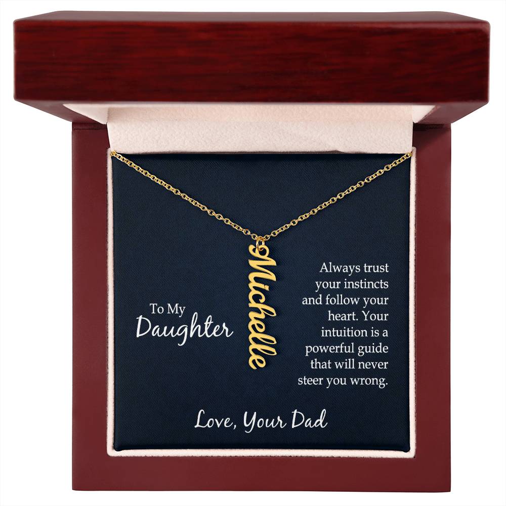 Vertical Name Necklace - For Daughter From Dad