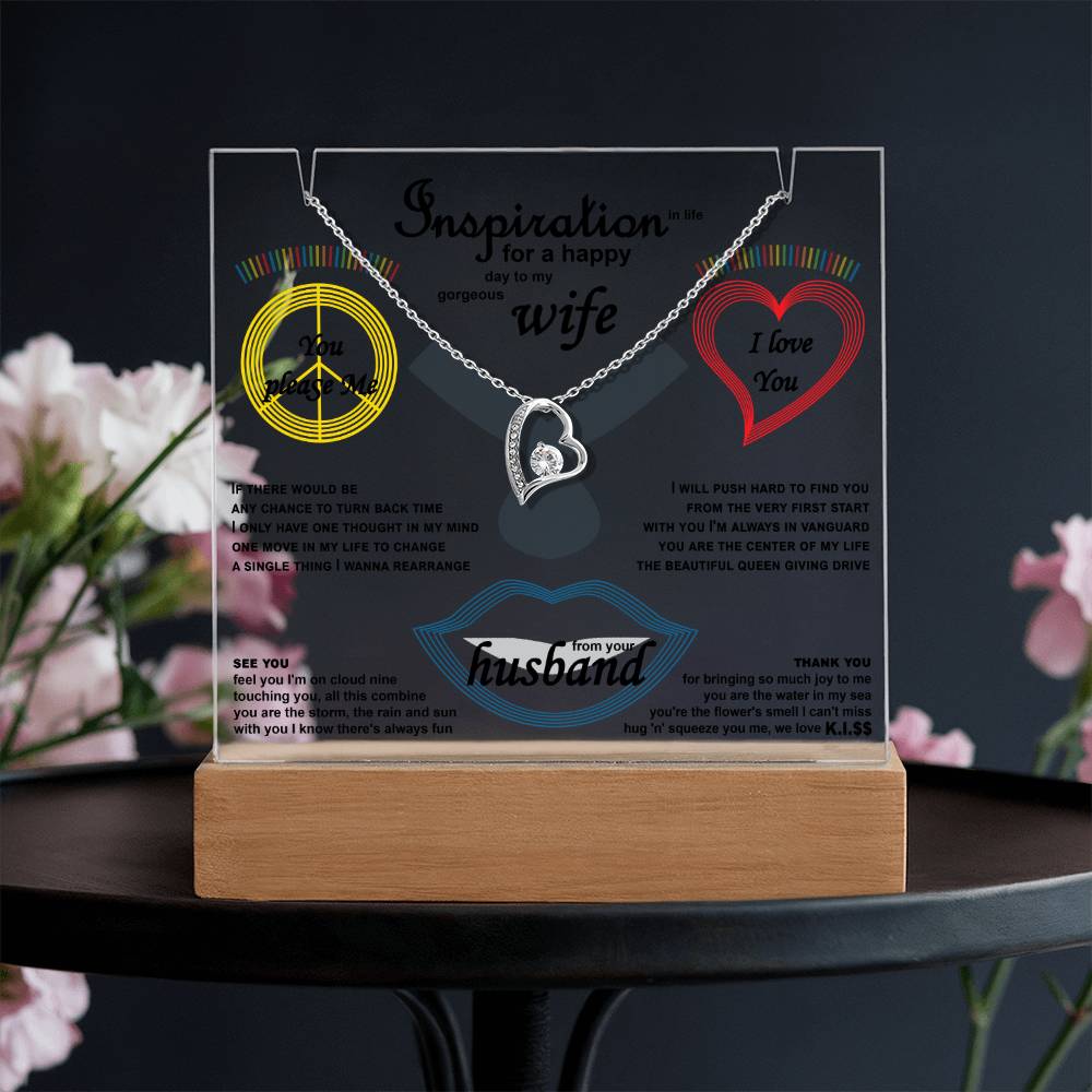 Love Peace Necklace with acrylic 7 color light face